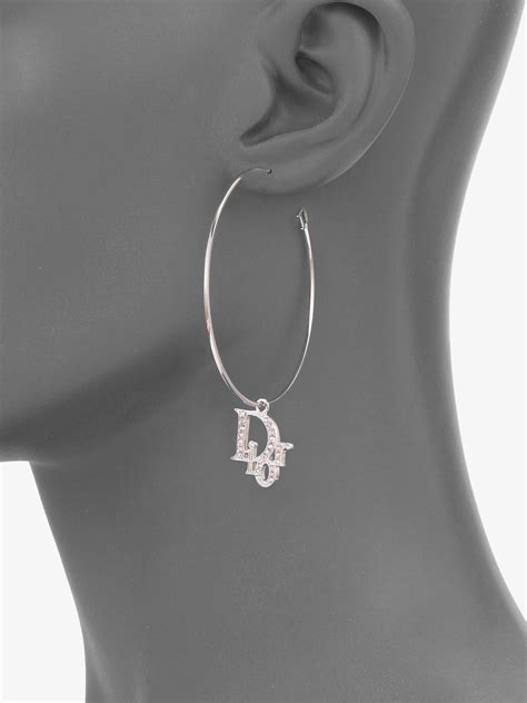 dior metallic logo hoop earrings|christian Dior tribal earrings.